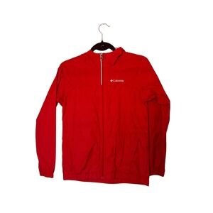Columbia Kids Switchback Hooded Windbreaker Jacket Red Full Zip Size M 10/12